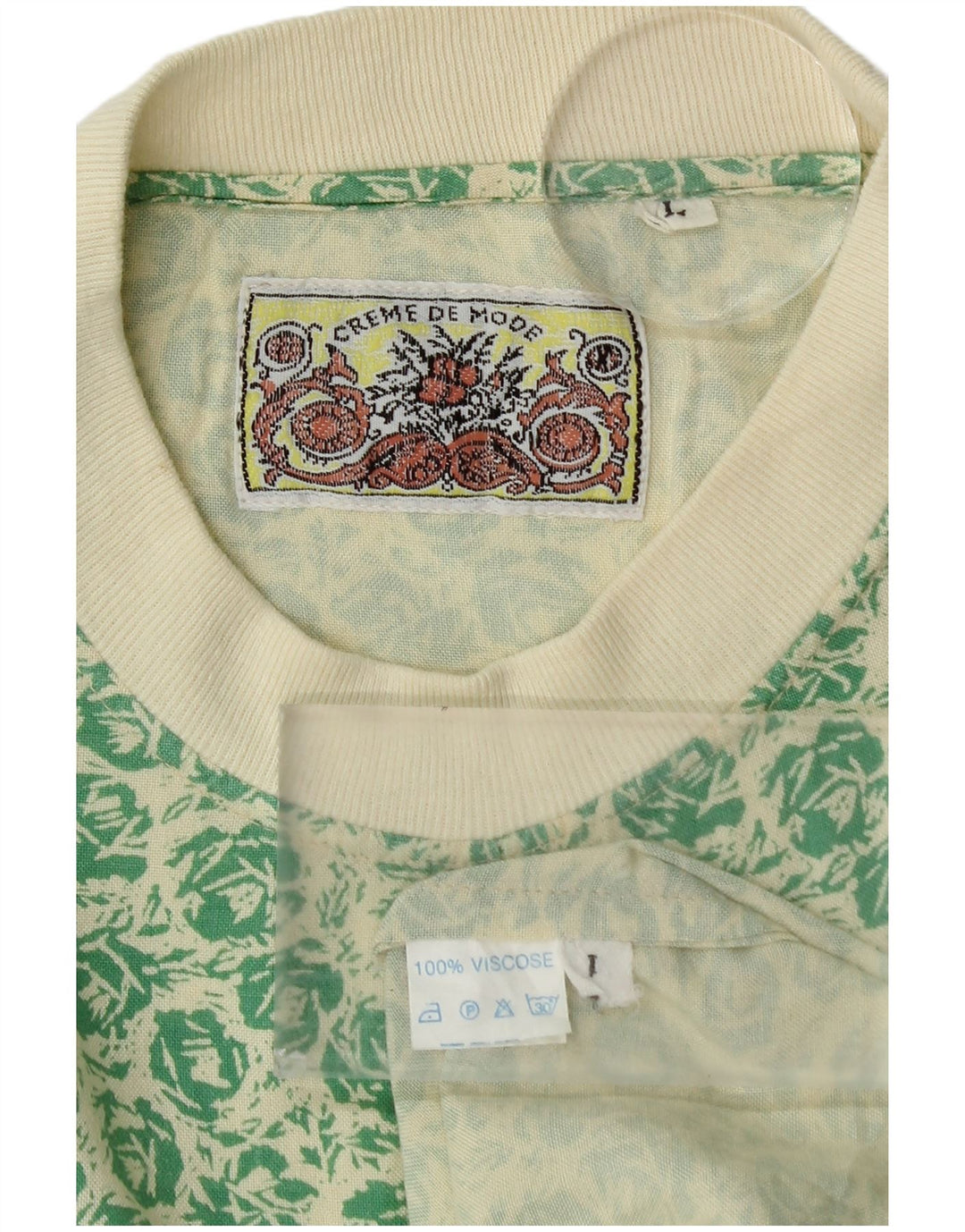 T-shirt da uomo VINTAGE Top grande in viscosa floreale verde