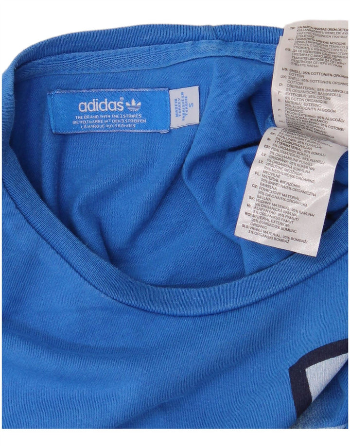 T-shirt grafica da uomo Adidas Top piccola in cotone blu