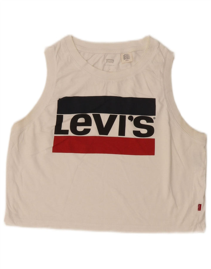 Canotta grafica corta da donna Levi's UK 10 piccola bianca