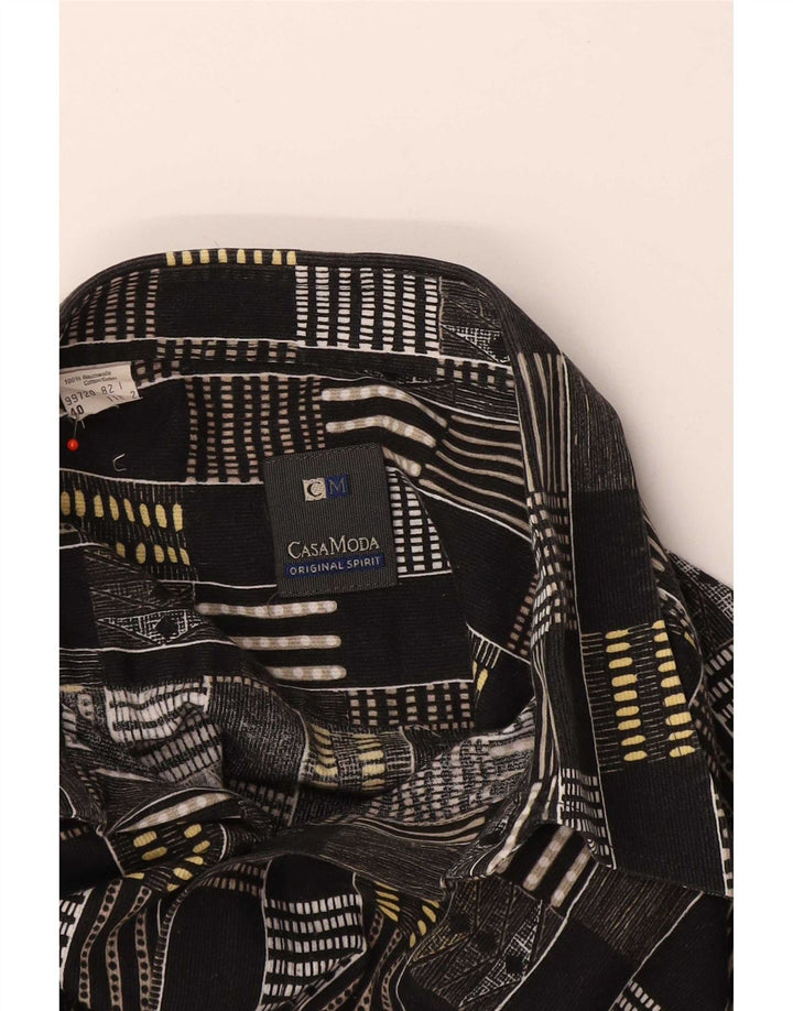 Casa Moda Camicia a maniche corte da uomo taglia 40 cotone geometrico nero medio