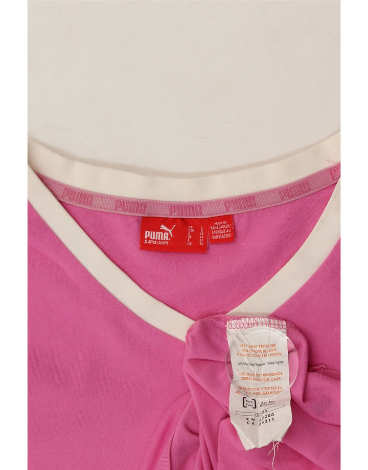 PUMA Womens Graphic Top Long Sleeve UK 14 Large  Pink Cotton Vintage Puma and Second-Hand Puma from Messina Hembry 