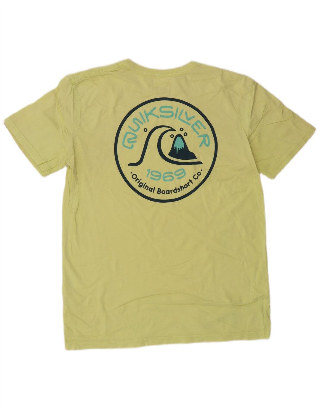 QUIKSILVER T-shirt grafica da uomo con vestibilità regolare, top in cotone giallo medio