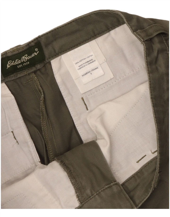 Pantaloncini casual da donna Eddie Bauer US 6 medi W30 cotone kaki