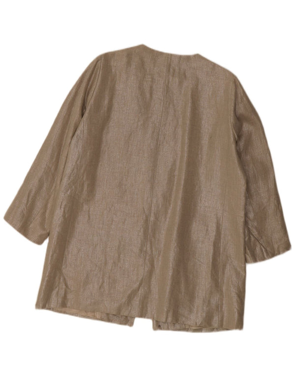 Giacca blazer da donna con maniche a 3/4 Zara UK 14 XL Lino beige