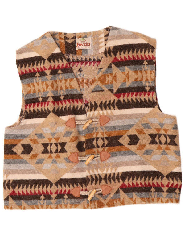 Gilet vintage da uomo in acrilico a righe beige medio