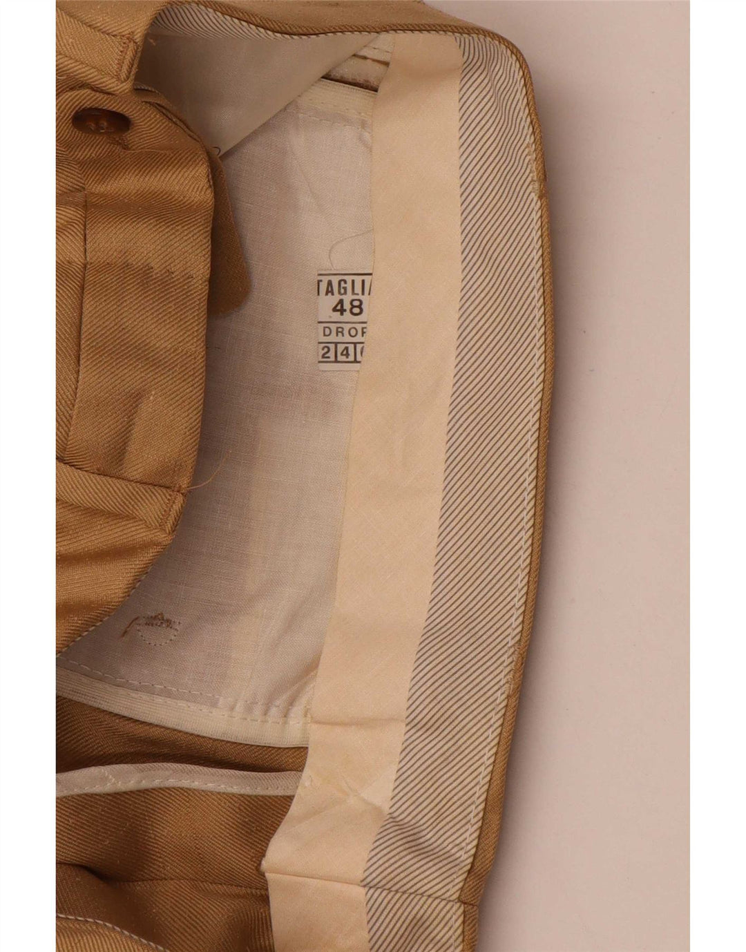 Pantaloni da abito dritti vintage da uomo IT 48 medio W30 L32 Beige