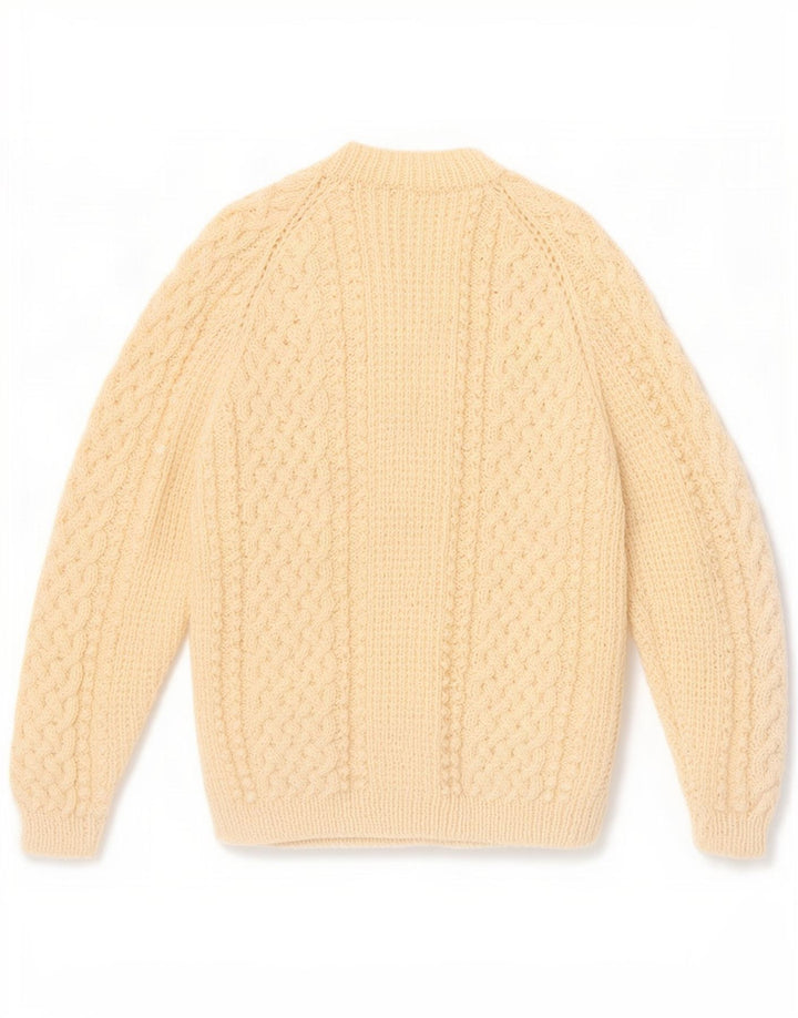 Maglione cardigan da donna vintage UK 12 medio bianco sporco