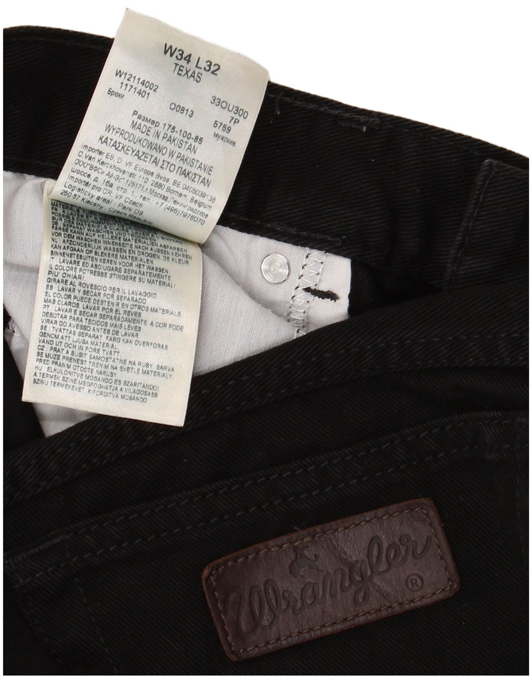 Jeans dritti da uomo Texas WRANGLER W34 L28 cotone nero