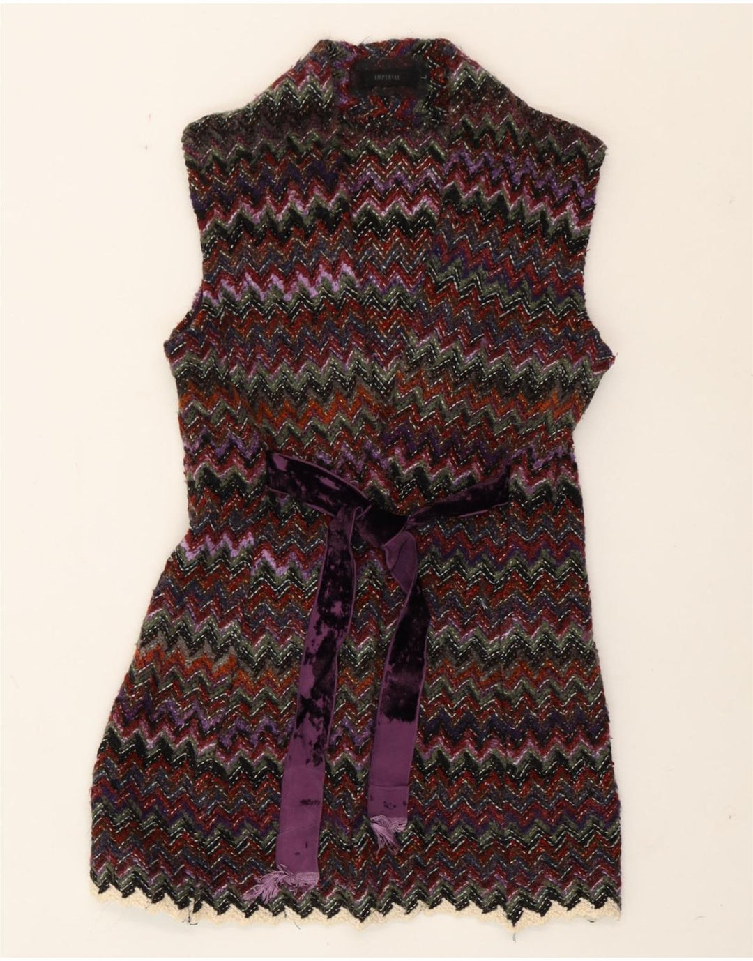 Maglione cardigan da donna vintage UK 10 Piccolo Chevron multicolore