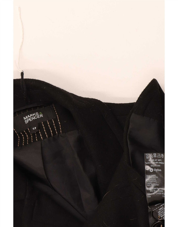 Giacca blazer a 2 bottoni Marks & Spencer da donna UK 12 poliestere nero medio