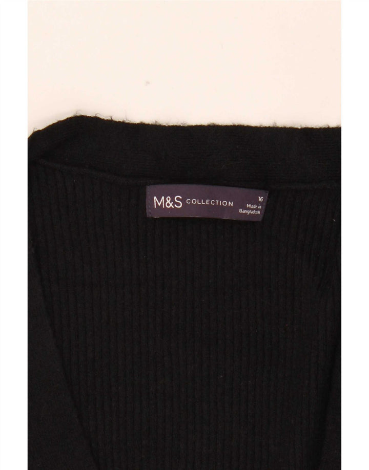 Maglione maglione con scollo a V lungo da donna Marks & Spencer UK 16 grande nero