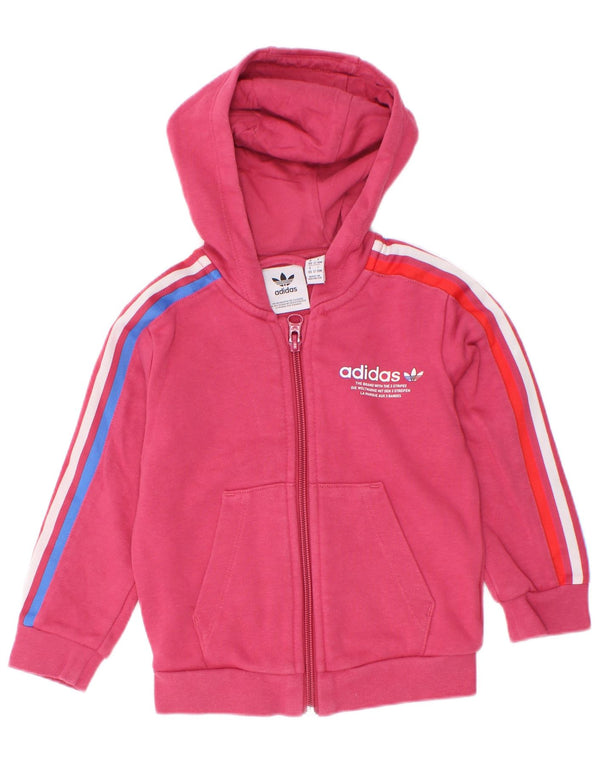 Maglione con cappuccio e zip grafica Adidas da bambina 12-18 mesi in cotone rosa