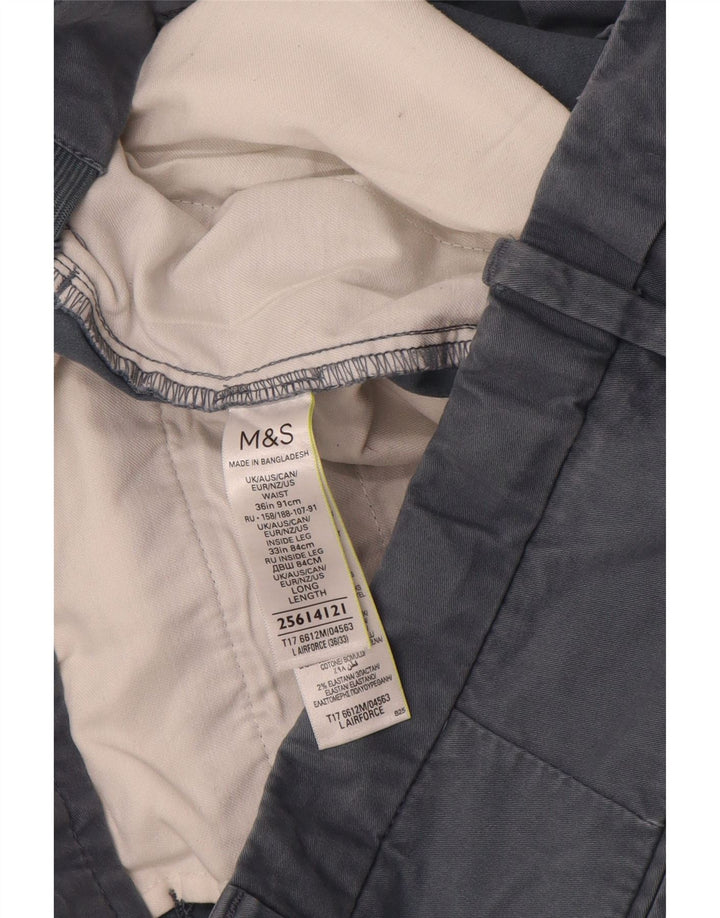 MARKS & SPENCER Pantaloni chino dritti da uomo W36 L33 cotone grigio