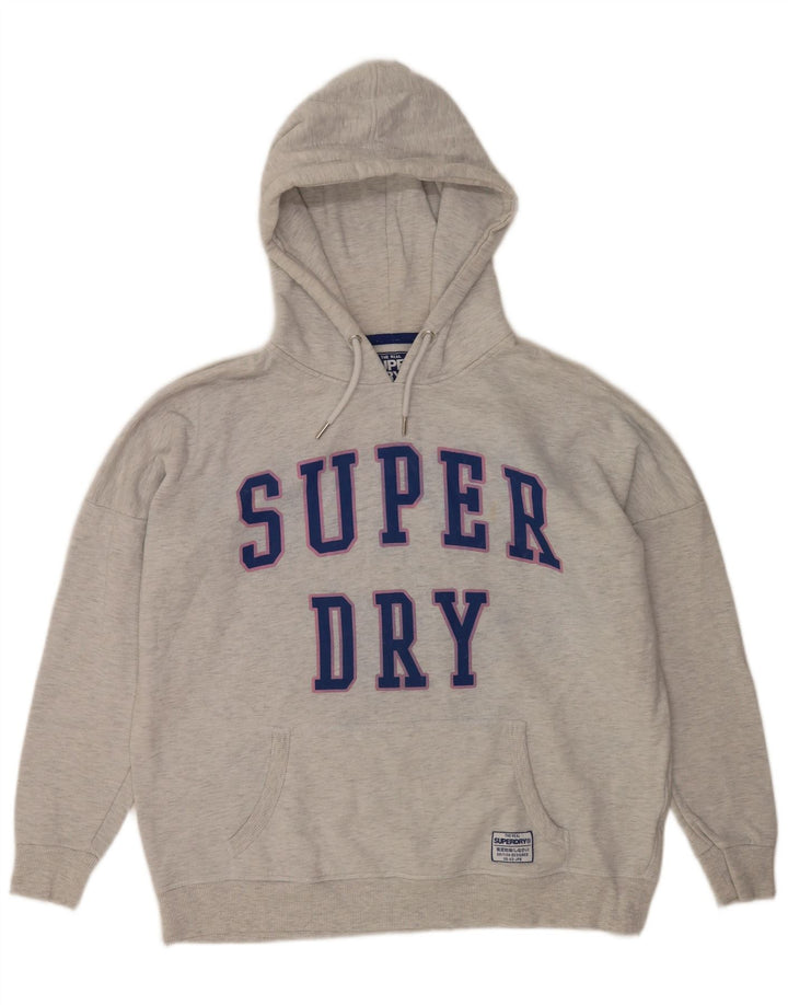 Felpa con cappuccio oversize grafica da donna Superdry UK 12 grigio medio chiazzato