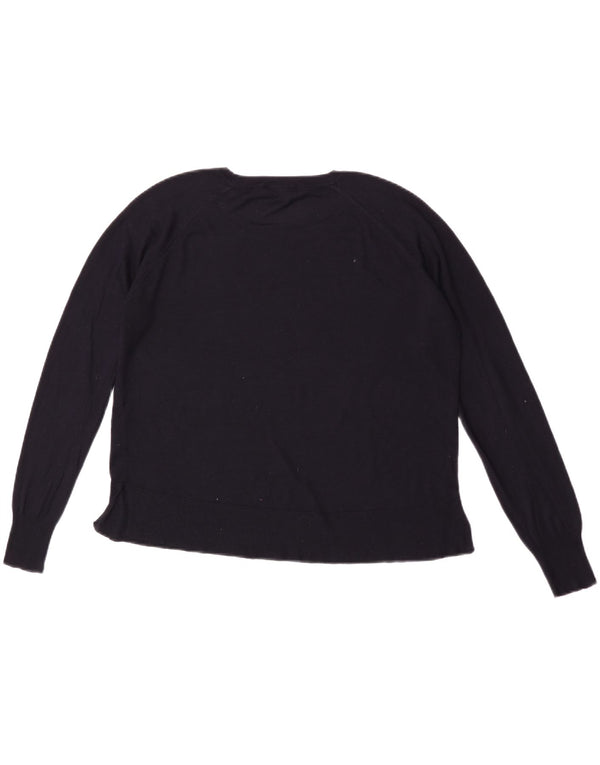 Maglione corto con scollo a barca da donna Zara UK 14 Viscosa blu navy medio