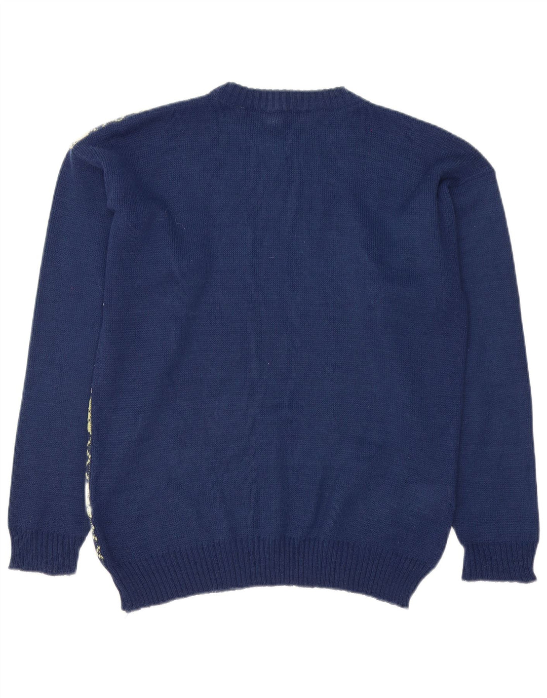Maglione vintage da uomo con scollo a barca, blu navy medio, a rombi/diamante