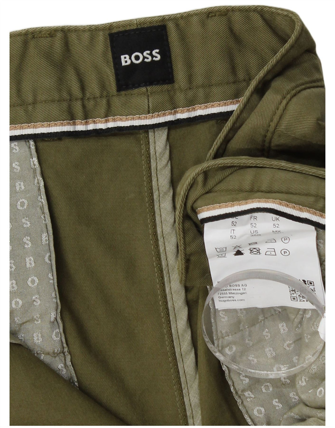 Pantaloncini chino da uomo HUGO BOSS IT 52 XL W36 cotone kaki