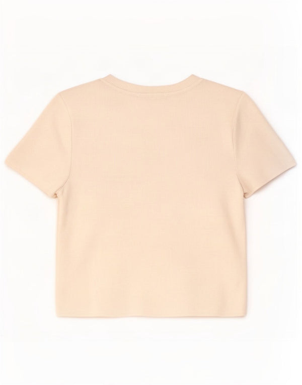 T-shirt corta da donna Zara UK 12 viscosa bianca media