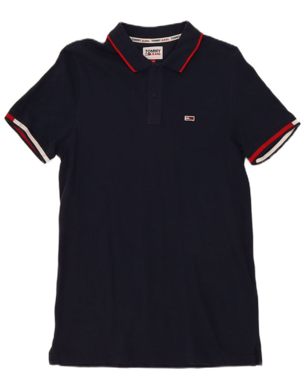 Polo da uomo Tommy Hilfiger media cotone blu navy