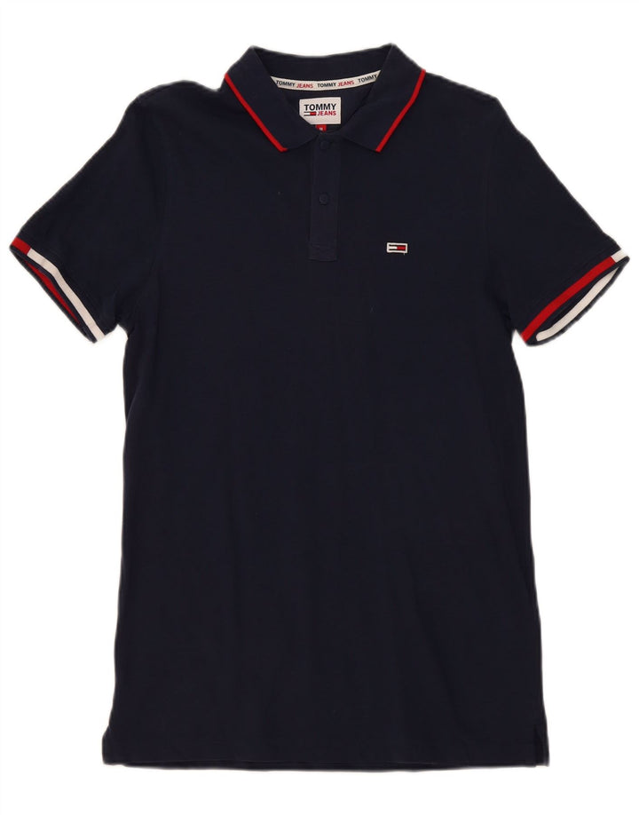 Polo da uomo Tommy Hilfiger media cotone blu navy