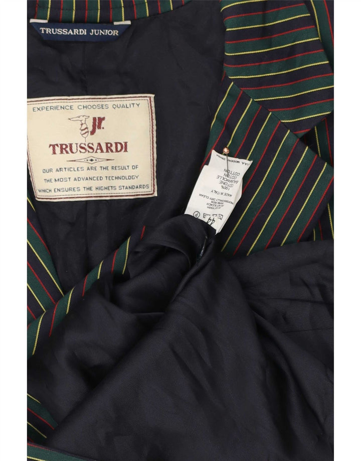 Giacca Blazer 2 Bottoni Trussardi Bambino 15-16 Anni Cotone Rigato Verde