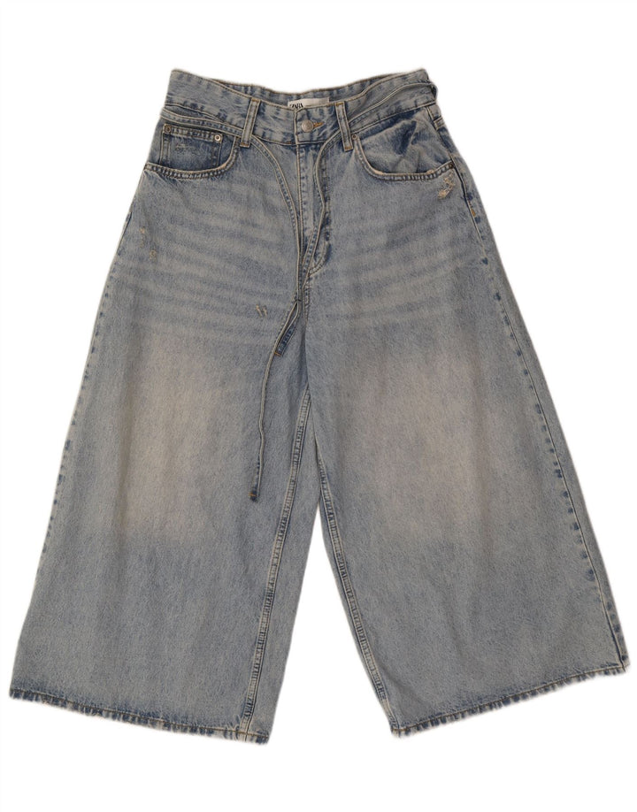Jeans Capri a gamba larga da donna Zara EU 40 medio W30 L21 cotone blu