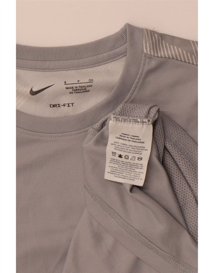 Nike Dri Fit Top da donna a maniche lunghe UK 10 Small Grigio Poliestere geometrico