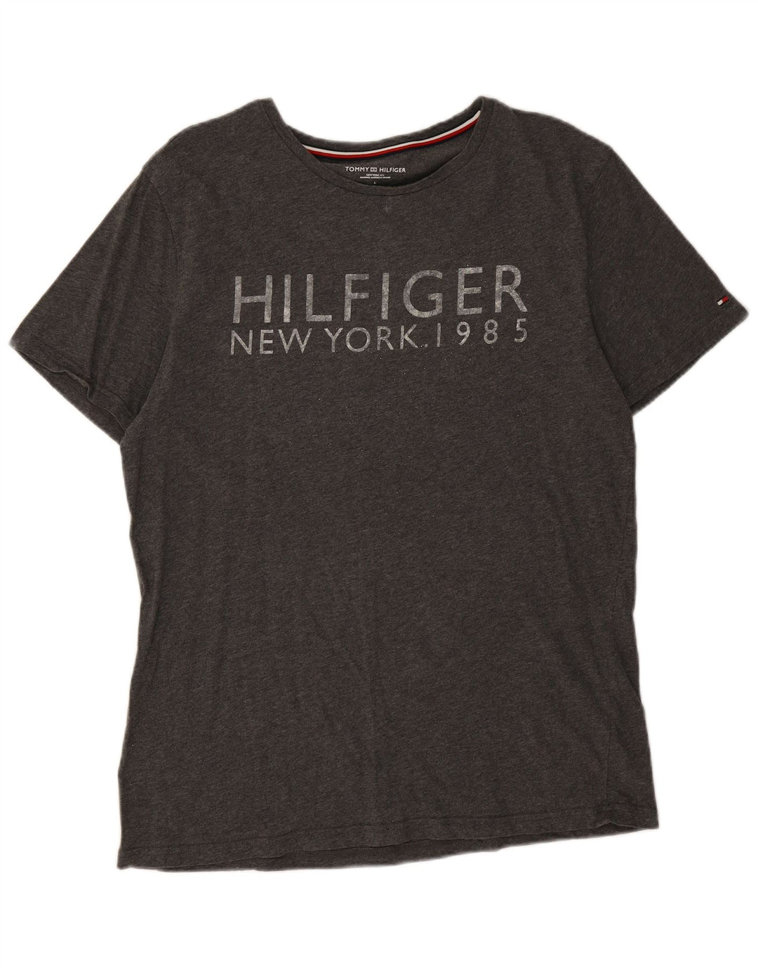 T-shirt grafica da uomo Tommy Hilfiger Top grande in cotone grigio