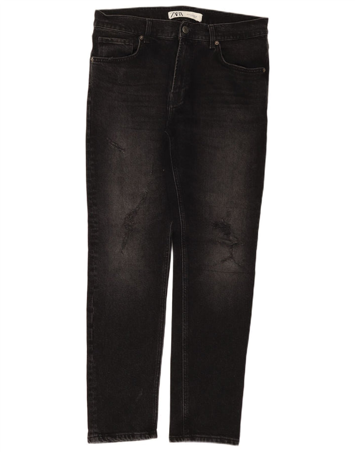 Jeans slim da uomo Zara EU 42 Large W32 L30 cotone nero