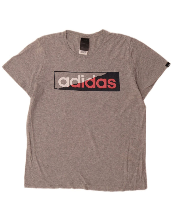 T-shirt grafica da uomo Adidas Top piccola in cotone grigio
