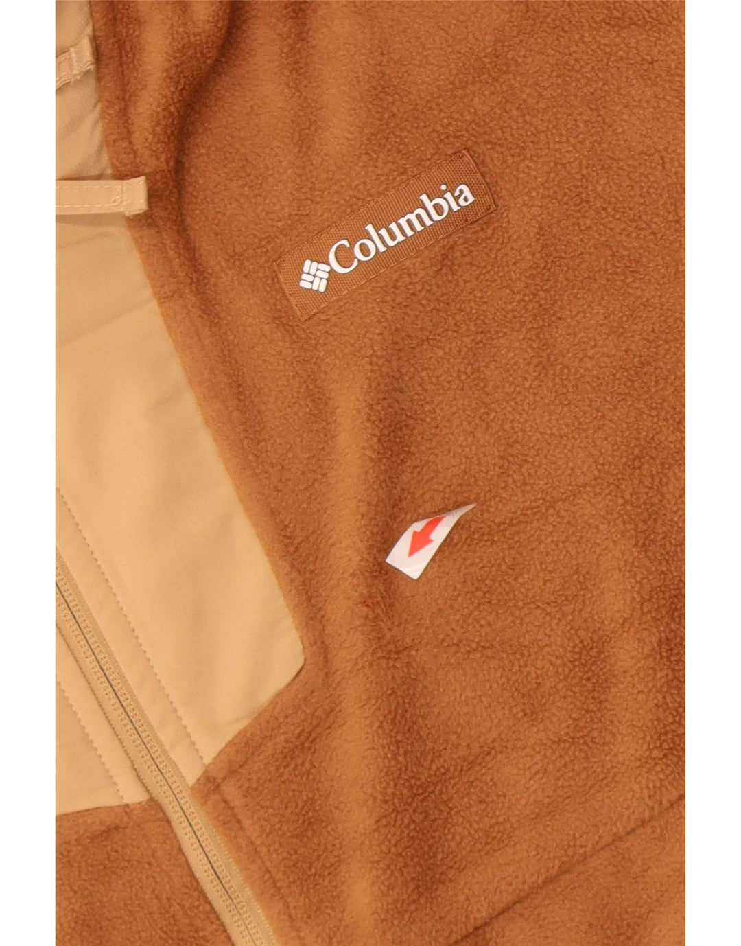 Maglione in pile da uomo Columbia con zip e collo in poliestere color block marrone medio