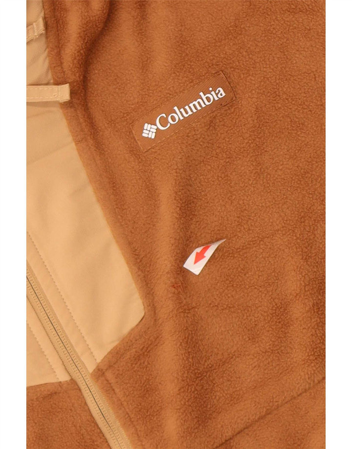 Maglione in pile da uomo Columbia con zip e collo in poliestere color block marrone medio