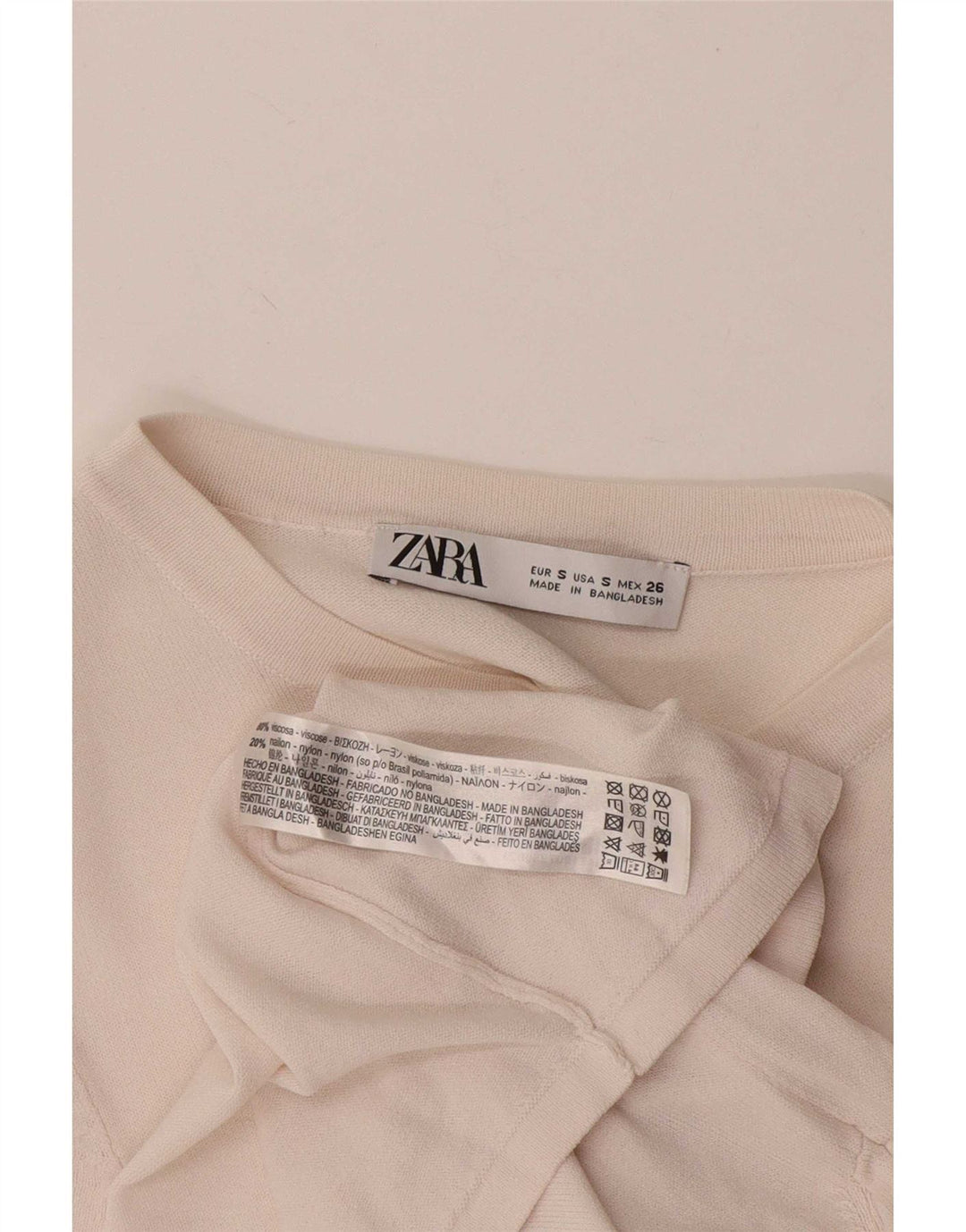 T-shirt corta da donna Zara UK 8 piccola in viscosa bianca
