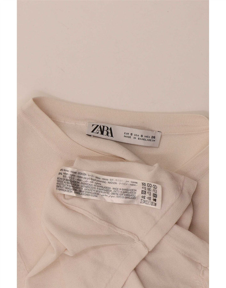 T-shirt corta da donna Zara UK 8 piccola in viscosa bianca
