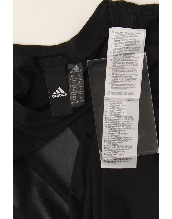 T-shirt grafica da donna ADIDAS Top UK 8/10 piccola in cotone nero