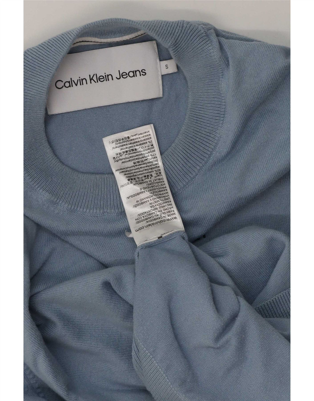 Maglione maglione girocollo da uomo Calvin Klein Jeans piccolo cotone blu