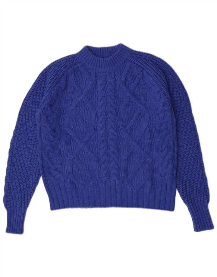 Marks & Spencer maglione da donna con collo alto autografo UK 8 piccolo blu