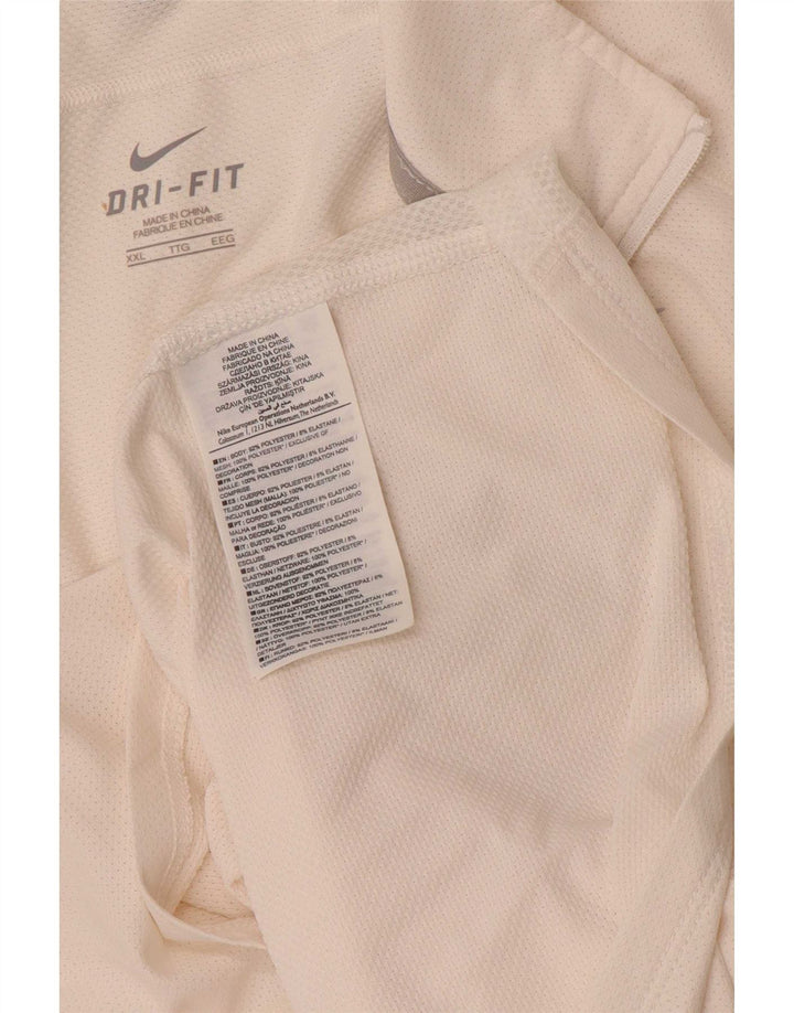 T-shirt da uomo Nike Dri Fit con collo e zip 2XL poliestere bianco