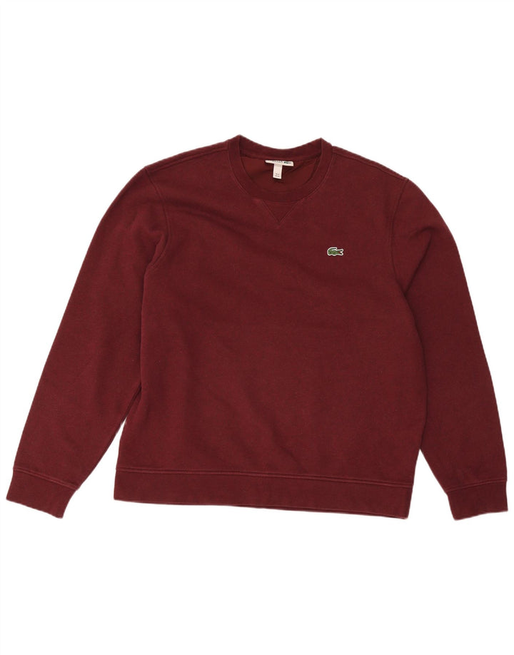 Felpa da uomo Lacoste maglione taglia 6 XL in cotone bordeaux