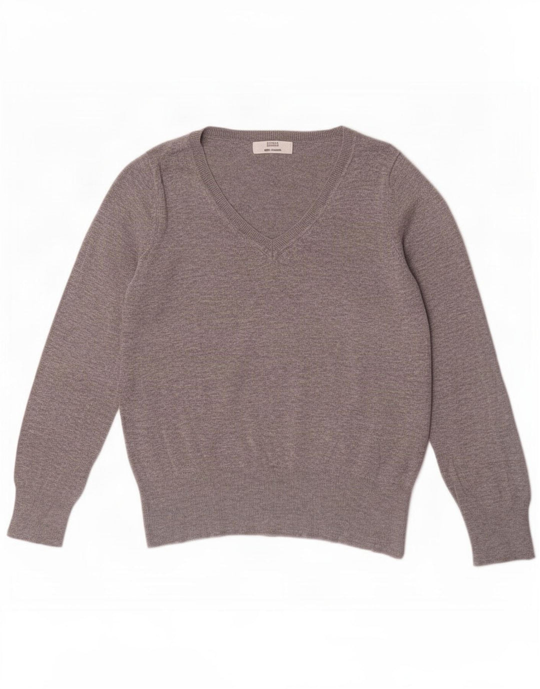 Maglione con scollo a V da donna Marks & Spencer UK 14 Viscosa grigio medio
