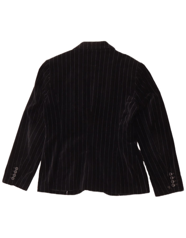 Giacca blazer in velluto da donna a 2 bottoni Esprit UK 14 grande gessato nero