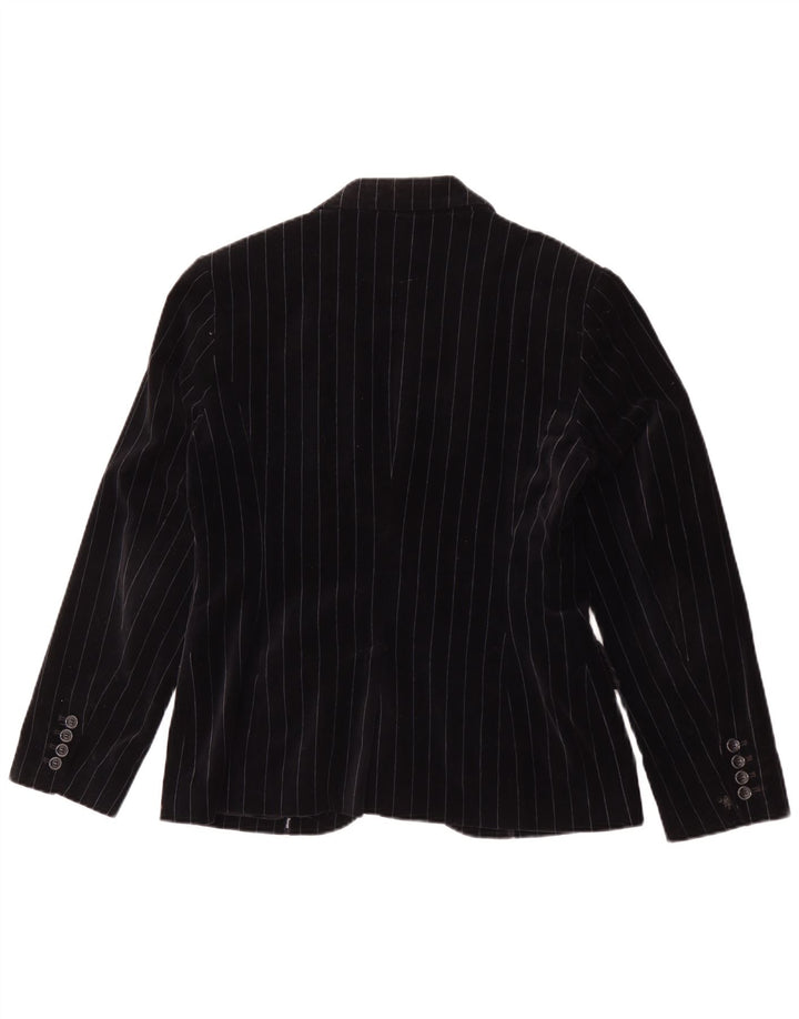 Giacca blazer in velluto da donna a 2 bottoni Esprit UK 14 grande gessato nero