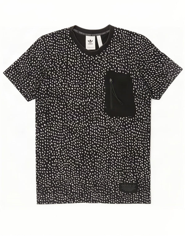 Adidas Mens T-Shirt Top Medium Black Spotted Cotton
