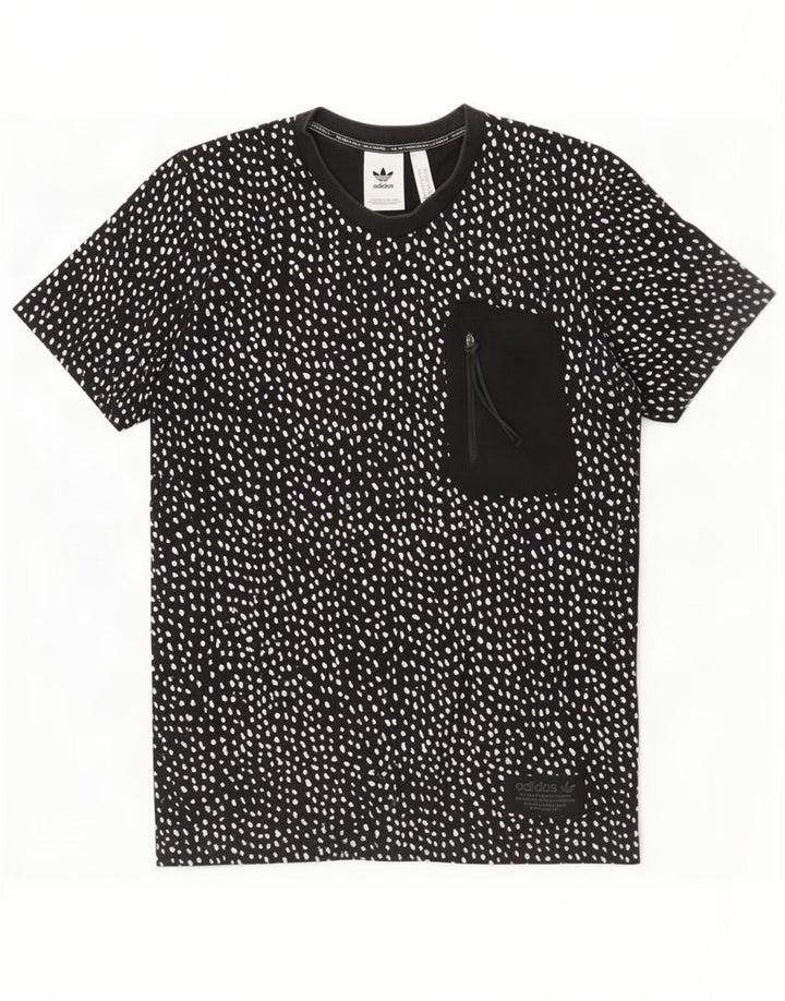 T-shirt da uomo Adidas Top in cotone maculato nero medio
