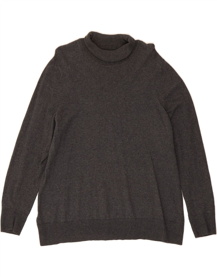 EDDIE BAUER Womens Roll Neck Jumper Sweater UK 20 2XL Grey Cotton Vintage Eddie Bauer and Second-Hand Eddie Bauer from Messina Hembry 