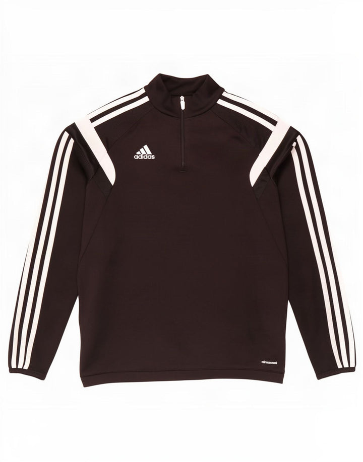 Top della tuta pullover Adidas Climacool con zip e collo da ragazzo 11-12 anni nera