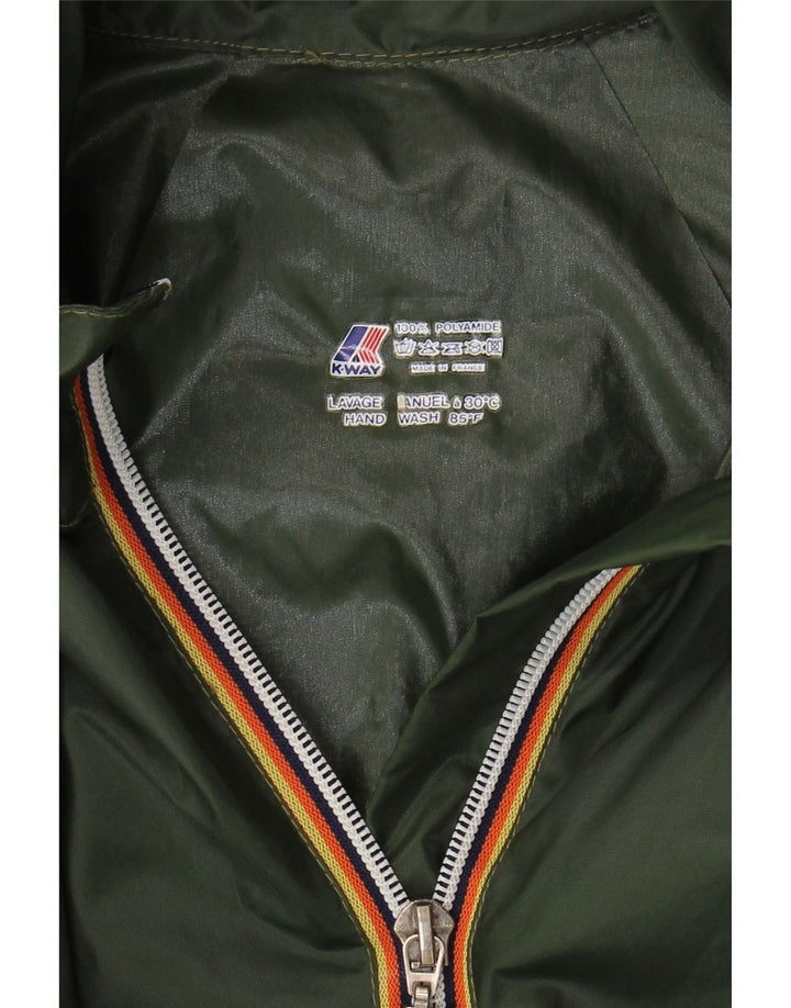 Giacca antipioggia con cappuccio da donna K-Way UK 16 Large Khaki Poliammide