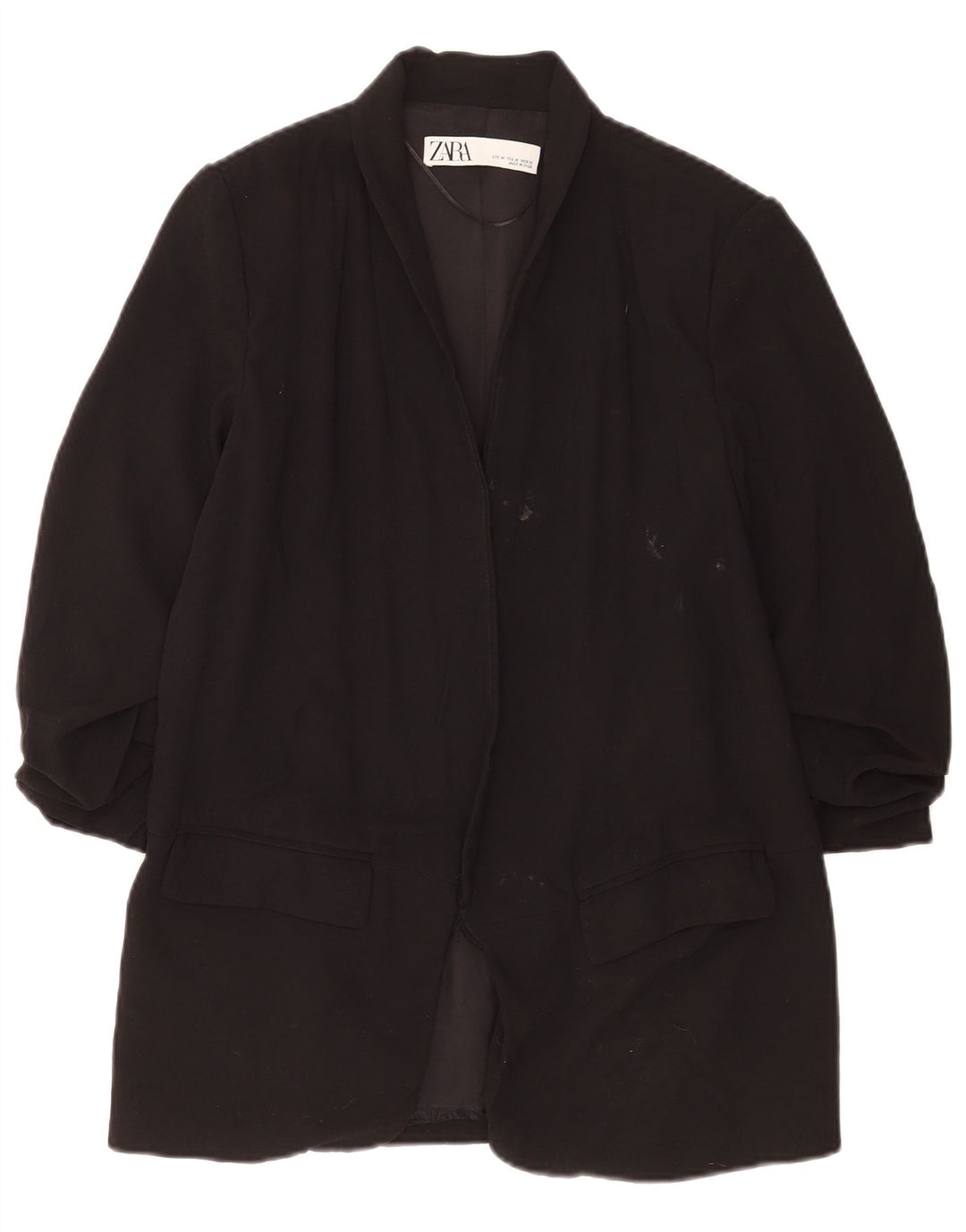 Giacca blazer aperta da donna con maniche a 3/4 Zara UK 14 poliestere nero medio