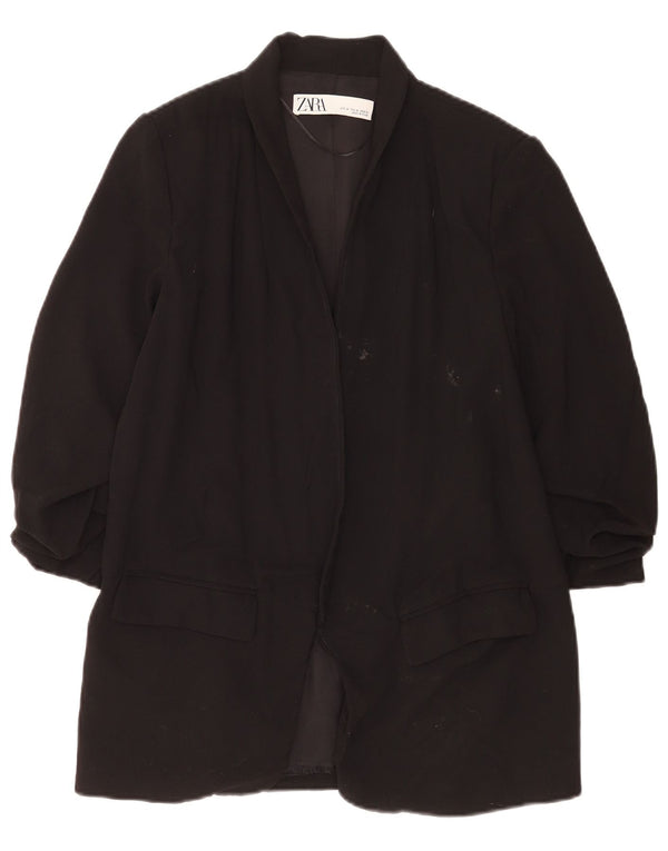 Giacca blazer aperta da donna con maniche a 3/4 Zara UK 14 poliestere nero medio