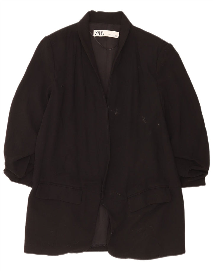 Giacca blazer aperta da donna con maniche a 3/4 Zara UK 14 poliestere nero medio